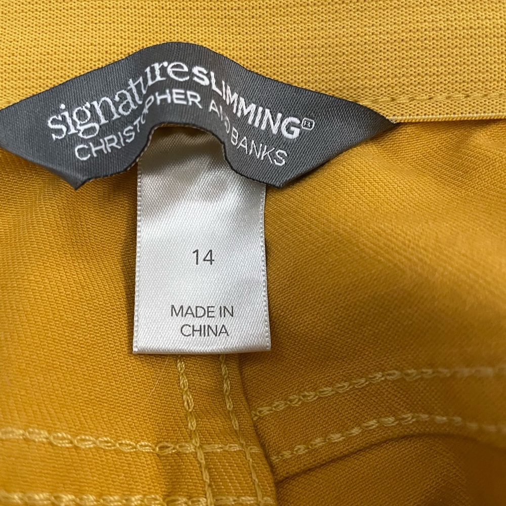 EUC Christopher & Banks Signature Slimming 5 Pocket Capris Womens 14 Mustard - Picture 3 of 5